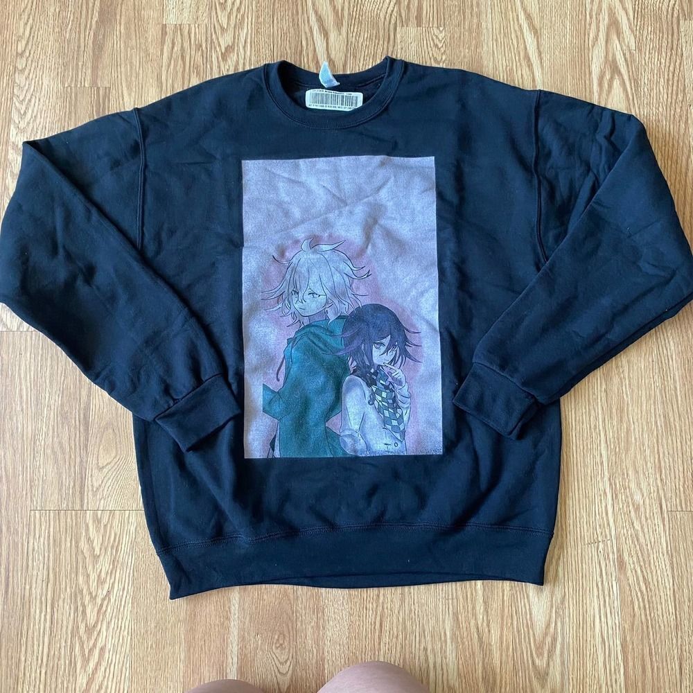 Komaeda Nagito and Kokichi Crewneck Sweatshirt Black Medium